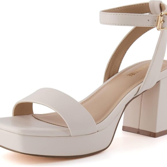 Women’s Platform Dress Sandal Faux Leather 2.5-Inch Heel Memory Foam Comfort - Picture 1 of 8